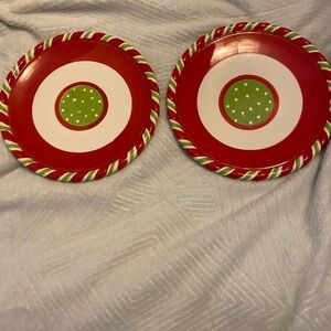 Holiday Striped Dessert Plates - Red and Green